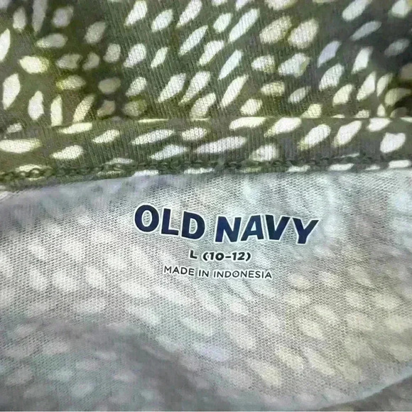 Old Navy Kids Sleeveless Summer Dress, Size 10/12 Grn&Wht Pattern Side Pockets - Picture 4 of 5